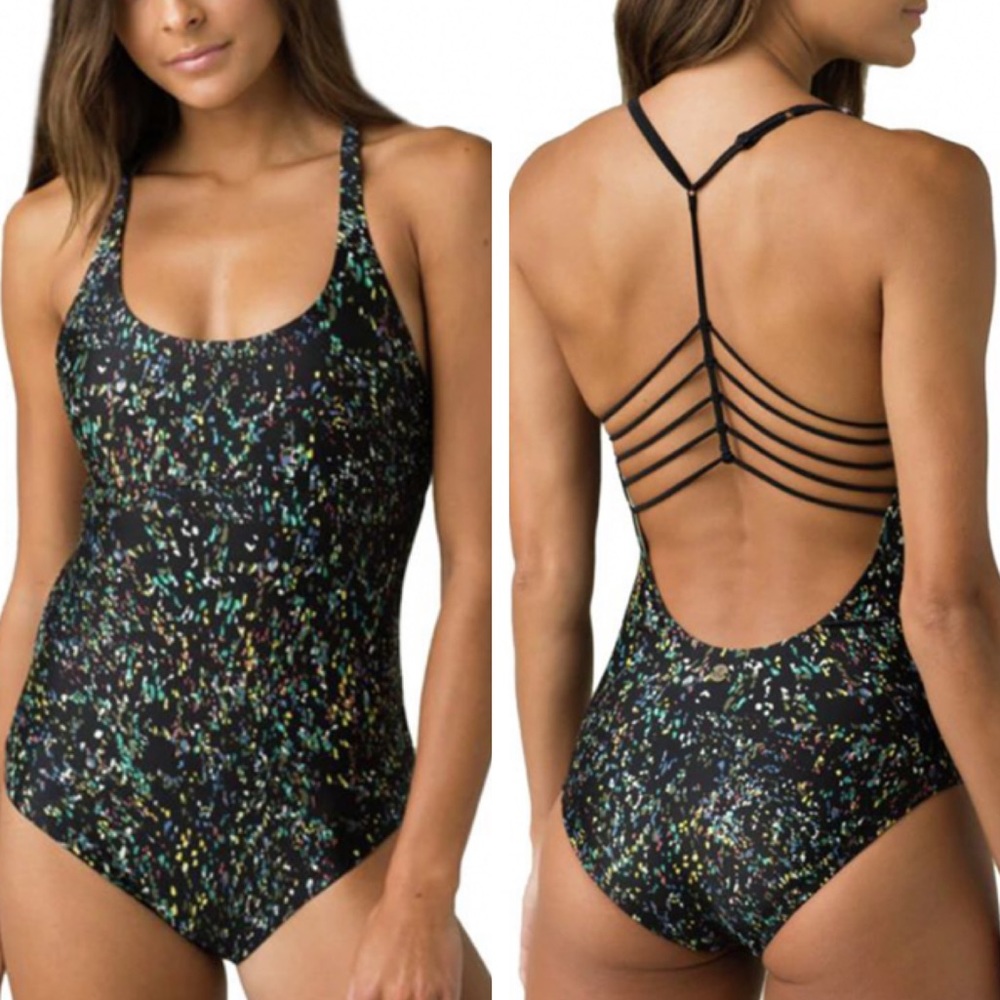 PRANA NEW Margot One Piece Swim Black Stargazer